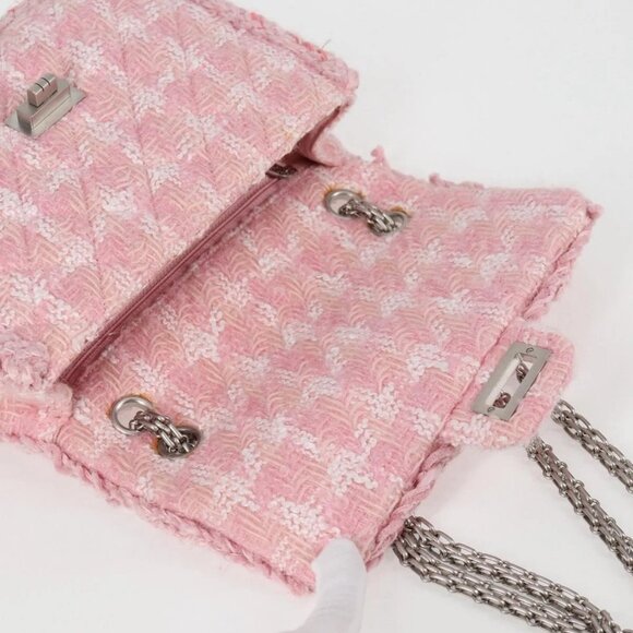 CHANEL Chain Matelasse 2.55 Shoulder Bag Tweed Pink CC Auth 121623AM - Picture 13 of 16